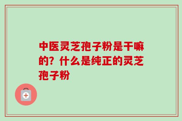 中医灵芝孢子粉是干嘛的？什么是纯正的灵芝孢子粉-第1张图片-卓越灵芝孢子粉