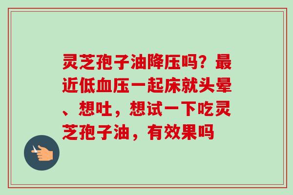 灵芝孢子油降压吗？最近低血压一起床就头晕、想吐，想试一下吃灵芝孢子油，有效果吗-第1张图片-卓越灵芝孢子粉