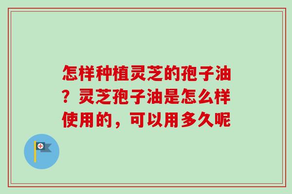 怎样种植灵芝的孢子油？灵芝孢子油是怎么样使用的，可以用多久呢-第1张图片-卓越灵芝孢子粉