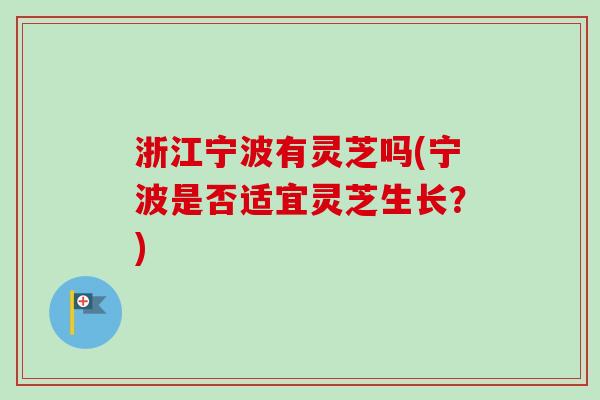 浙江宁波有灵芝吗(宁波是否适宜灵芝生长?)-第1张图片-卓越灵芝孢子粉 浙江宁波有灵芝吗(宁波是否适宜灵芝生长?)-第1张图片-卓越灵芝孢子粉