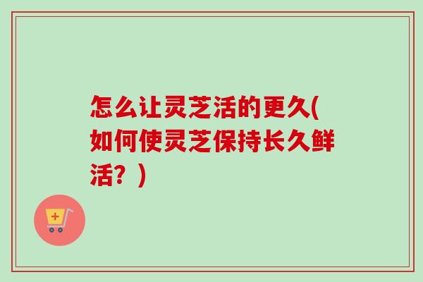 怎么让灵芝活的更久(如何使灵芝保持长久鲜活?)-第1张图片-卓越灵芝孢子粉 怎么让灵芝活的更久(如何使灵芝保持长久鲜活?)-第1张图片-卓越灵芝孢子粉