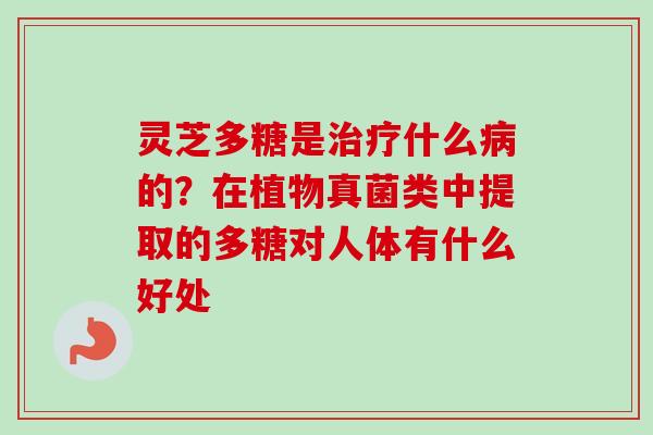灵芝多糖是治疗什么病的?在植物真菌类中提取的多糖对人体有什么好处-第1张图片-卓越灵芝孢子粉 灵芝多糖是治疗什么病的?在植物真菌类中提取的多糖对人体有什么好处-第1张图片-卓越灵芝孢子粉