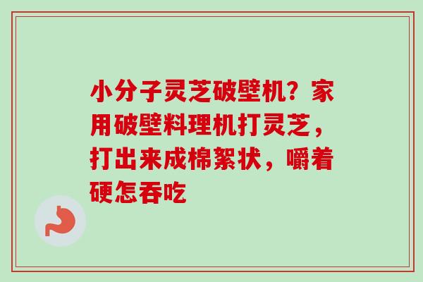 小分子灵芝破壁机?家用破壁料理机打灵芝,打出来成棉絮状,嚼着硬怎吞吃-第1张图片-卓越灵芝孢子粉 小分子灵芝破壁机?家用破壁料理机打灵芝,打出来成棉絮状,嚼着硬怎吞吃-第1张图片-卓越灵芝孢子粉