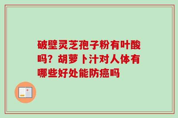 破壁灵芝孢子粉有叶酸吗?胡萝卜汁对人体有哪些好处能防癌吗-第1张图片-卓越灵芝孢子粉 破壁灵芝孢子粉有叶酸吗?胡萝卜汁对人体有哪些好处能防癌吗-第1张图片-卓越灵芝孢子粉