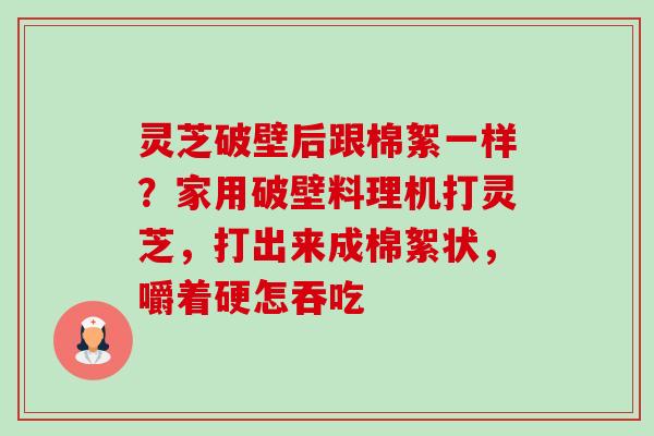 灵芝破壁后跟棉絮一样?家用破壁料理机打灵芝,打出来成棉絮状,嚼着硬怎吞吃-第1张图片-卓越灵芝孢子粉 灵芝破壁后跟棉絮一样?家用破壁料理机打灵芝,打出来成棉絮状,嚼着硬怎吞吃-第1张图片-卓越灵芝孢子粉