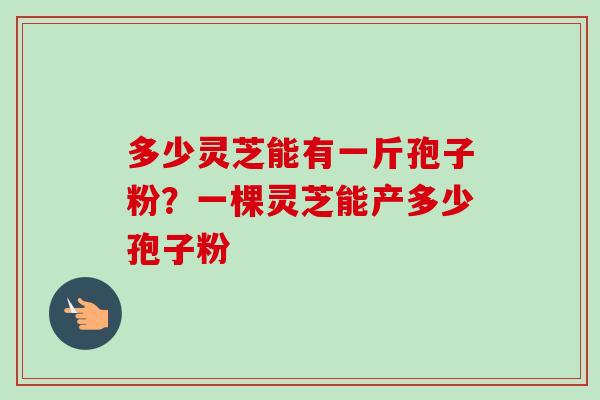 多少灵芝能有一斤孢子粉?一棵灵芝能产多少孢子粉-第1张图片-卓越灵芝孢子粉 多少灵芝能有一斤孢子粉?一棵灵芝能产多少孢子粉-第1张图片-卓越灵芝孢子粉