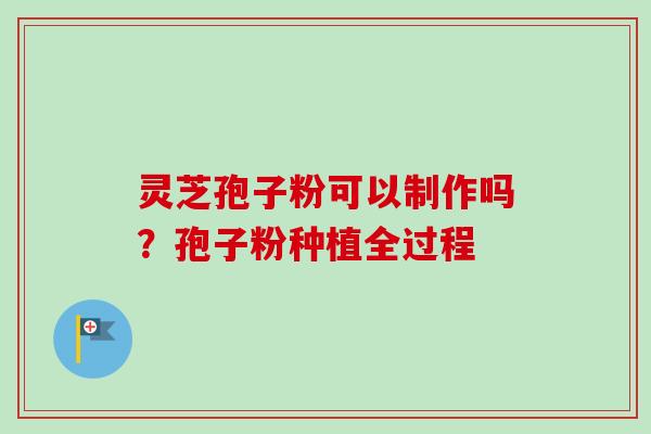 灵芝孢子粉可以制作吗？孢子粉种植全过程-第1张图片-卓越灵芝孢子粉