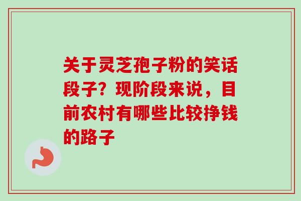 关于灵芝孢子粉的笑话段子？现阶段来说，目前农村有哪些比较挣钱的路子-第1张图片-卓越灵芝孢子粉