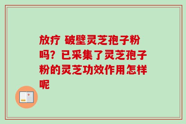放疗 破壁灵芝孢子粉吗？已采集了灵芝孢子粉的灵芝功效作用怎样呢-第1张图片-卓越灵芝孢子粉