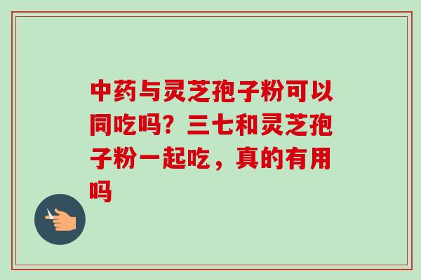中药与灵芝孢子粉可以同吃吗?三七和灵芝孢子粉一起吃,真的有用吗-第1张图片-卓越灵芝孢子粉 中药与灵芝孢子粉可以同吃吗?三七和灵芝孢子粉一起吃,真的有用吗-第1张图片-卓越灵芝孢子粉