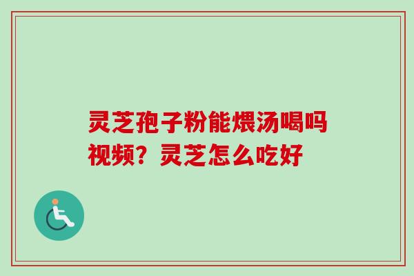 灵芝孢子粉能煨汤喝吗视频？灵芝怎么吃好-第1张图片-卓越灵芝孢子粉
