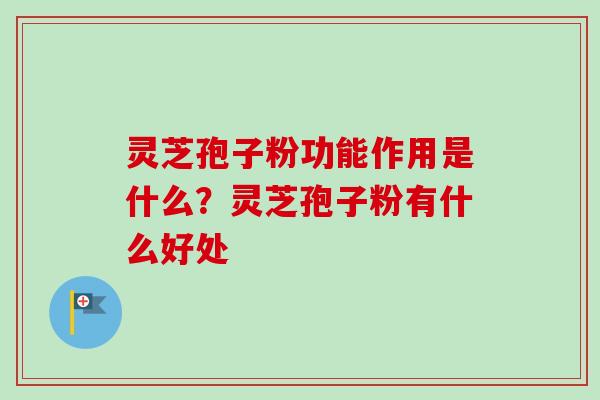 灵芝孢子粉功能作用是什么？灵芝孢子粉有什么好处-第1张图片-卓越灵芝孢子粉