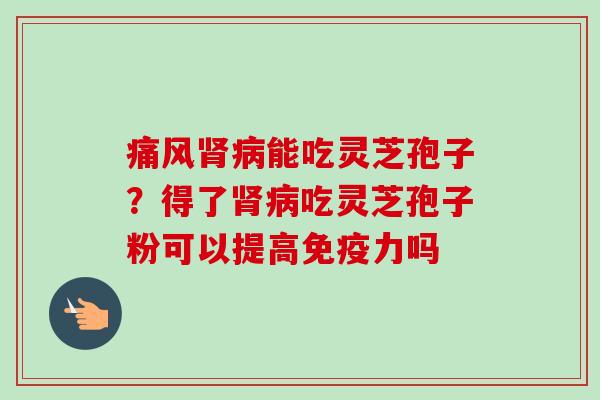 痛风肾病能吃灵芝孢子?得了肾病吃灵芝孢子粉可以提高免疫力吗-第1张图片-卓越灵芝孢子粉 痛风肾病能吃灵芝孢子?得了肾病吃灵芝孢子粉可以提高免疫力吗-第1张图片-卓越灵芝孢子粉
