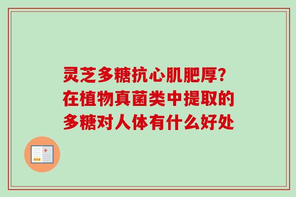 灵芝多糖抗心肌肥厚?在植物真菌类中提取的多糖对人体有什么好处-第1张图片-卓越灵芝孢子粉 灵芝多糖抗心肌肥厚?在植物真菌类中提取的多糖对人体有什么好处-第1张图片-卓越灵芝孢子粉