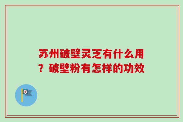 苏州破壁灵芝有什么用?破壁粉有怎样的功效-第1张图片-卓越灵芝孢子粉 苏州破壁灵芝有什么用?破壁粉有怎样的功效-第1张图片-卓越灵芝孢子粉