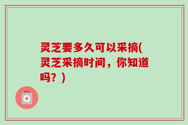 灵芝要多久可以采摘(灵芝采摘时间,你知道吗?)-第1张图片-卓越灵芝孢子粉 灵芝要多久可以采摘(灵芝采摘时间,你知道吗?)-第1张图片-卓越灵芝孢子粉