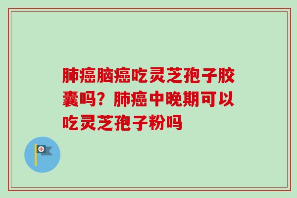 肺癌脑癌吃灵芝孢子胶囊吗？肺癌中晚期可以吃灵芝孢子粉吗-第1张图片-卓越灵芝孢子粉