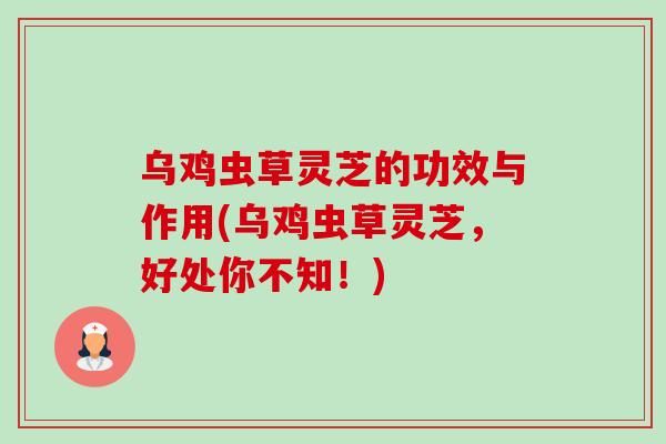 乌鸡虫草灵芝的功效与作用(乌鸡虫草灵芝,好处你不知!)-第1张图片-卓越灵芝孢子粉 乌鸡虫草灵芝的功效与作用(乌鸡虫草灵芝,好处你不知!)-第1张图片-卓越灵芝孢子粉