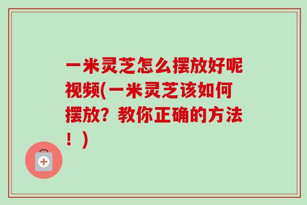 一米灵芝怎么摆放好呢视频(一米灵芝该如何摆放?教你正确的方法!)-第1张图片-卓越灵芝孢子粉 一米灵芝怎么摆放好呢视频(一米灵芝该如何摆放?教你正确的方法!)-第1张图片-卓越灵芝孢子粉