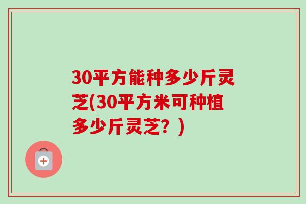 30平方能种多少斤灵芝(30平方米可种植多少斤灵芝?)-第1张图片-卓越灵芝孢子粉 30平方能种多少斤灵芝(30平方米可种植多少斤灵芝?)-第1张图片-卓越灵芝孢子粉