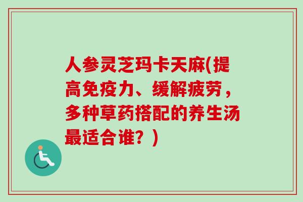 人参灵芝玛卡天麻(提高免疫力、缓解疲劳，多种草药搭配的养生汤最适合谁？)-第1张图片-卓越灵芝孢子粉