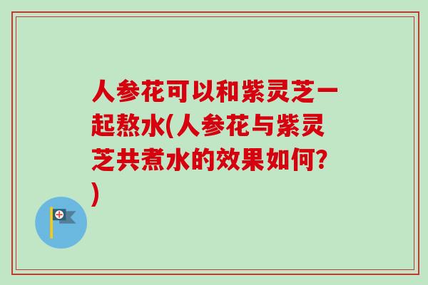 人参花可以和紫灵芝一起熬水(人参花与紫灵芝共煮水的效果如何?)-第1张图片-卓越灵芝孢子粉 人参花可以和紫灵芝一起熬水(人参花与紫灵芝共煮水的效果如何?)-第1张图片-卓越灵芝孢子粉