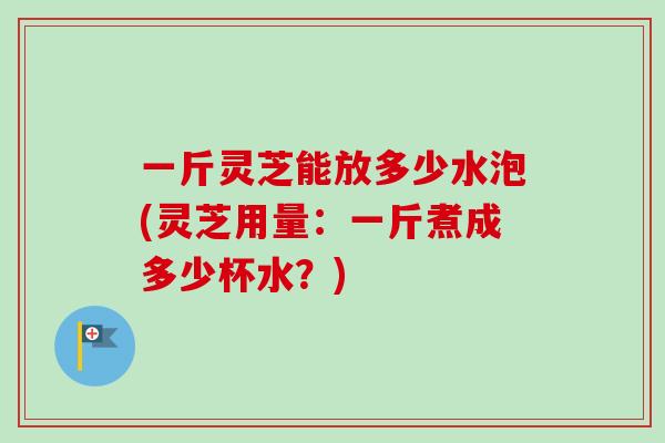一斤灵芝能放多少水泡(灵芝用量:一斤煮成多少杯水?)-第1张图片-卓越灵芝孢子粉 一斤灵芝能放多少水泡(灵芝用量:一斤煮成多少杯水?)-第1张图片-卓越灵芝孢子粉