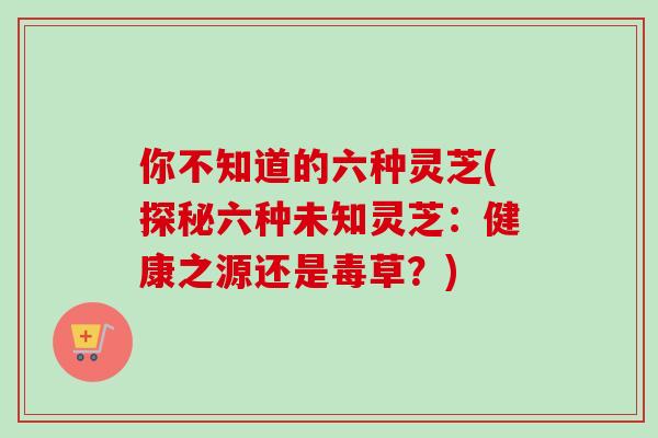 你不知道的六种灵芝(探秘六种未知灵芝:健康之源还是毒草?)-第1张图片-卓越灵芝孢子粉 你不知道的六种灵芝(探秘六种未知灵芝:健康之源还是毒草?)-第1张图片-卓越灵芝孢子粉