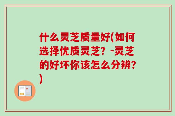 什么灵芝质量好(如何选择优质灵芝?-灵芝的好坏你该怎么分辨?)-第1张图片-卓越灵芝孢子粉 什么灵芝质量好(如何选择优质灵芝?-灵芝的好坏你该怎么分辨?)-第1张图片-卓越灵芝孢子粉