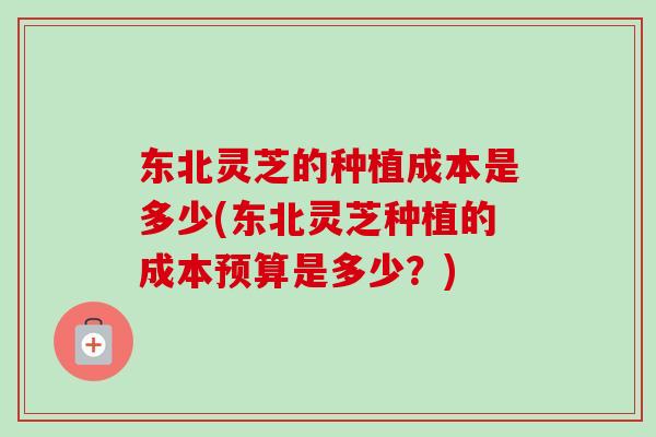 东北灵芝的种植成本是多少(东北灵芝种植的成本预算是多少？)-第1张图片-卓越灵芝孢子粉