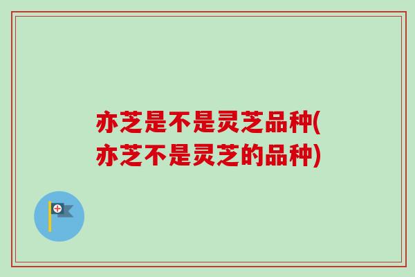 亦芝是不是灵芝品种(亦芝不是灵芝的品种)-第1张图片-卓越灵芝孢子粉