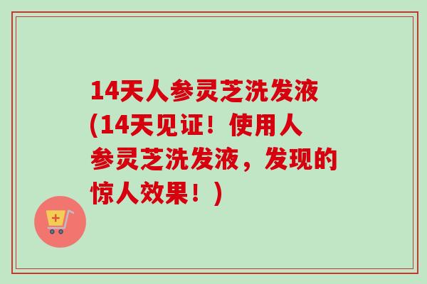 14天人参灵芝洗发液(14天见证！使用人参灵芝洗发液，发现的惊人效果！)-第1张图片-卓越灵芝孢子粉