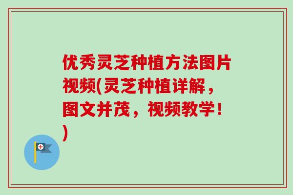 优秀灵芝种植方法图片视频(灵芝种植详解，图文并茂，视频教学！)-第1张图片-卓越灵芝孢子粉