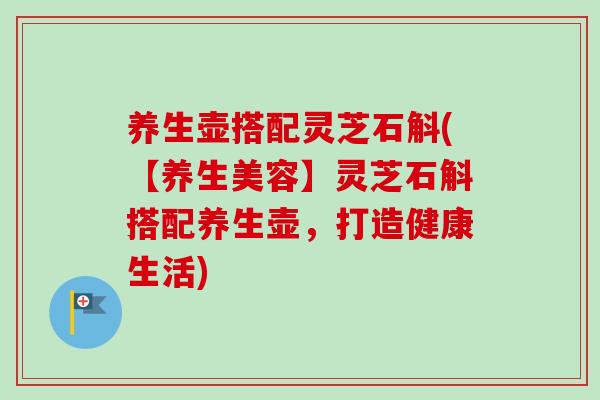 养生壶搭配灵芝石斛(【养生美容】灵芝石斛搭配养生壶，打造健康生活)-第1张图片-卓越灵芝孢子粉