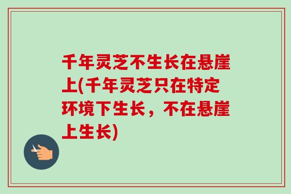千年灵芝不生长在悬崖上(千年灵芝只在特定环境下生长，不在悬崖上生长)-第1张图片-卓越灵芝孢子粉