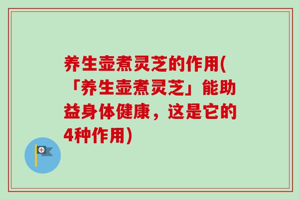 养生壶煮灵芝的作用(「养生壶煮灵芝」能助益身体健康，这是它的4种作用)-第1张图片-卓越灵芝孢子粉
