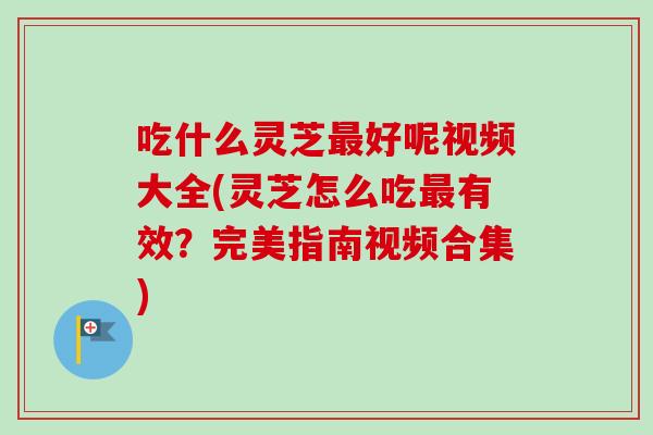 吃什么灵芝最好呢视频大全(灵芝怎么吃最有效?完美指南视频合集)-第1张图片-卓越灵芝孢子粉 吃什么灵芝最好呢视频大全(灵芝怎么吃最有效?完美指南视频合集)-第1张图片-卓越灵芝孢子粉