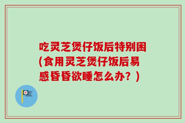 吃灵芝煲仔饭后特别困(食用灵芝煲仔饭后易感昏昏欲睡怎么办?)-第1张图片-卓越灵芝孢子粉 吃灵芝煲仔饭后特别困(食用灵芝煲仔饭后易感昏昏欲睡怎么办?)-第1张图片-卓越灵芝孢子粉