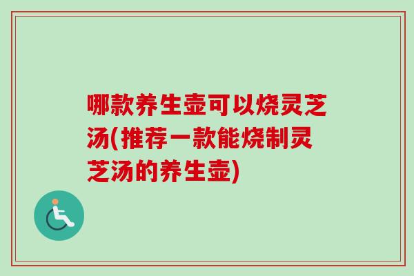 哪款养生壶可以烧灵芝汤(推荐一款能烧制灵芝汤的养生壶)-第1张图片-卓越灵芝孢子粉
