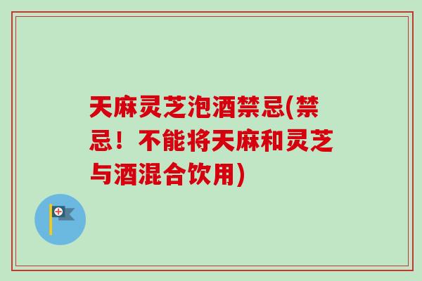 天麻灵芝泡酒禁忌(禁忌！不能将天麻和灵芝与酒混合饮用)-第1张图片-卓越灵芝孢子粉
