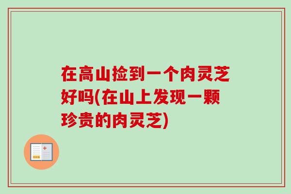 在高山捡到一个肉灵芝好吗(在山上发现一颗珍贵的肉灵芝)-第1张图片-卓越灵芝孢子粉 在高山捡到一个肉灵芝好吗(在山上发现一颗珍贵的肉灵芝)-第1张图片-卓越灵芝孢子粉