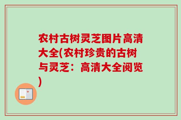 农村古树灵芝图片高清大全(农村珍贵的古树与灵芝：高清大全阅览)-第1张图片-卓越灵芝孢子粉