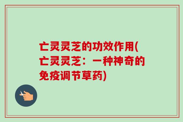 亡灵灵芝的功效作用(亡灵灵芝：一种神奇的免疫调节草药)-第1张图片-卓越灵芝孢子粉