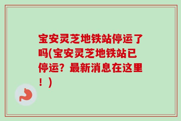 宝安灵芝地铁站停运了吗(宝安灵芝地铁站已停运？最新消息在这里！)-第1张图片-卓岳灵芝孢子粉