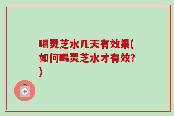 喝灵芝水几天有效果(如何喝灵芝水才有效？)-第1张图片-卓岳灵芝孢子粉