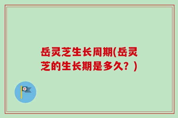 岳灵芝生长周期(岳灵芝的生长期是多久？)-第1张图片-卓岳灵芝孢子粉