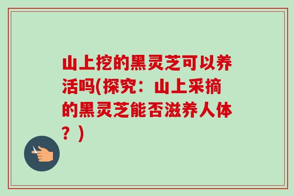 山上挖的黑灵芝可以养活吗(探究:山上采摘的黑灵芝能否滋养人体?)-第1张图片-卓越灵芝孢子粉 山上挖的黑灵芝可以养活吗(探究:山上采摘的黑灵芝能否滋养人体?)-第1张图片-卓越灵芝孢子粉