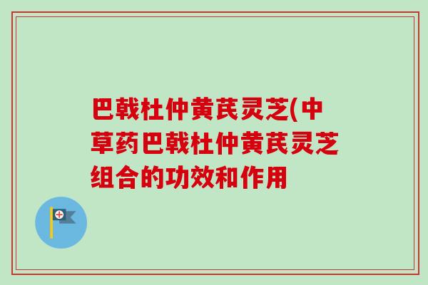 巴戟杜仲黄芪灵芝(中草药巴戟杜仲黄芪灵芝组合的功效和作用-第1张图片-卓越灵芝孢子粉