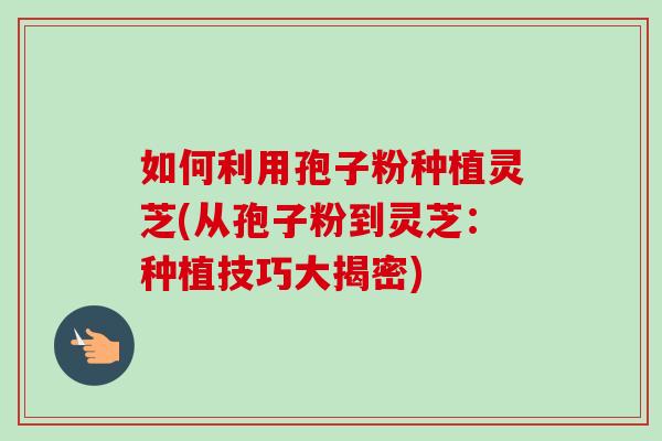 如何利用孢子粉种植灵芝(从孢子粉到灵芝：种植技巧大揭密)-第1张图片-卓越灵芝孢子粉