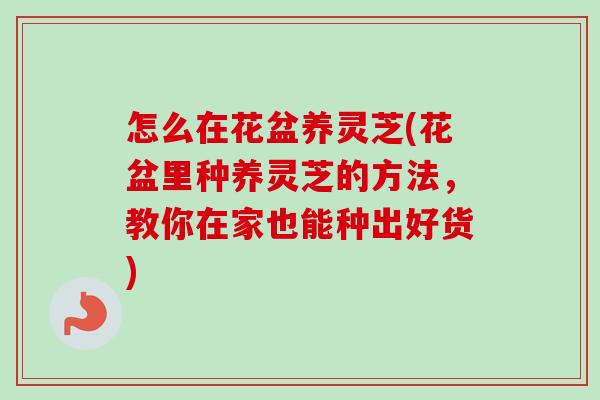 怎么在花盆养灵芝(花盆里种养灵芝的方法,教你在家也能种出好货)-第1张图片-卓越灵芝孢子粉 怎么在花盆养灵芝(花盆里种养灵芝的方法,教你在家也能种出好货)-第1张图片-卓越灵芝孢子粉